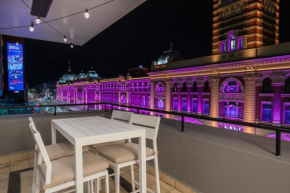 2BR - Large balcony facing Flinders Street Station